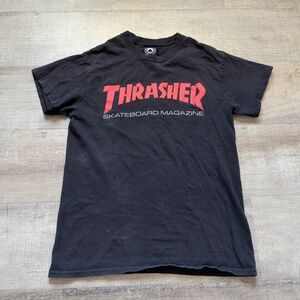Vtg Thrasher Shirt Skateboarding Thrasher Magazines Logo Tee Black Red Size S